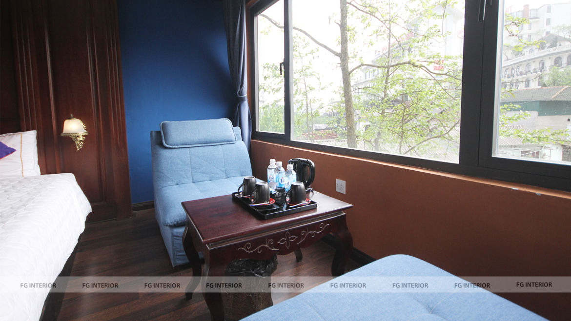 Thiết kế nội thất Pearl Hotel tân cổ điển kết hợp với phong cách phối màu color block 