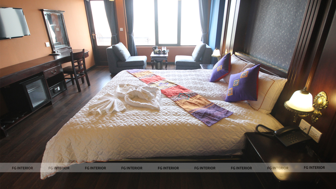 Thiết kế nội thất Pearl Hotel tân cổ điển kết hợp với phong cách phối màu color block 