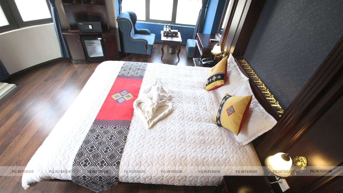 Thiết kế nội thất Pearl Hotel tân cổ điển kết hợp với phong cách phối màu color block 